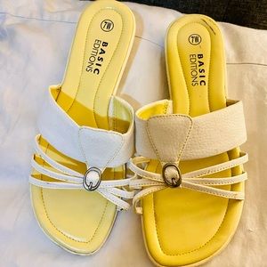 Yellow adorable sleep on shoes that are comfortable. Very girly shoes. Size 7 W